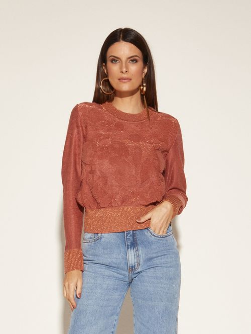 Blusa Jacquard Luxo - Rose
