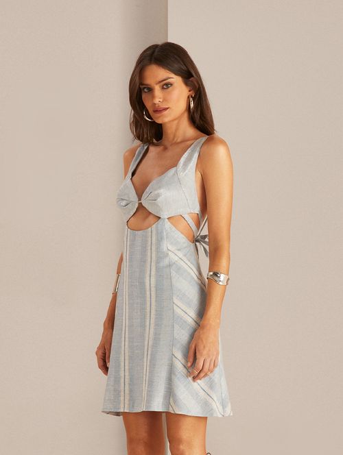Vestido Cutout Stripe Metallic