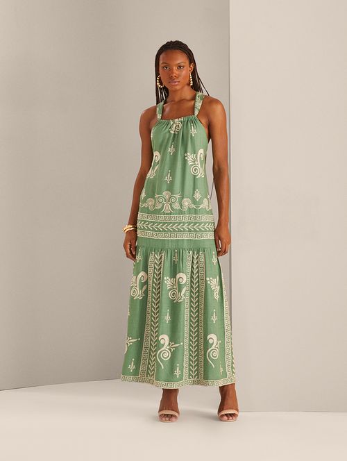 Vestido Linho Bordado