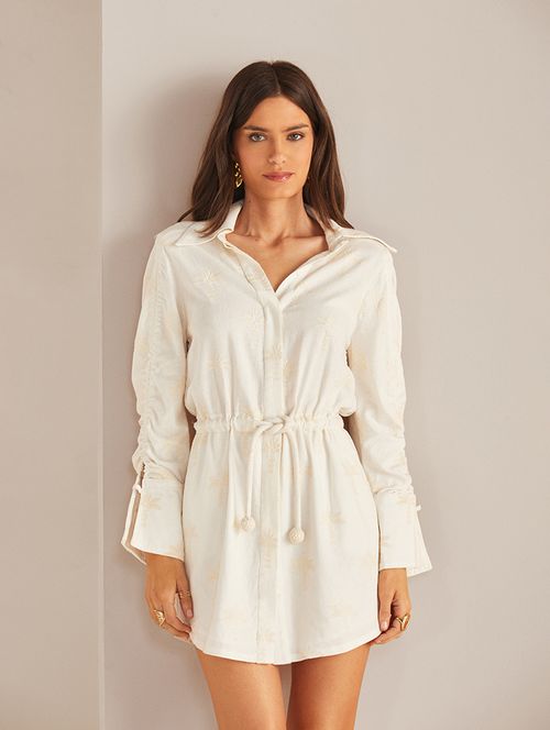 Vestido Bordado Natural Crochet