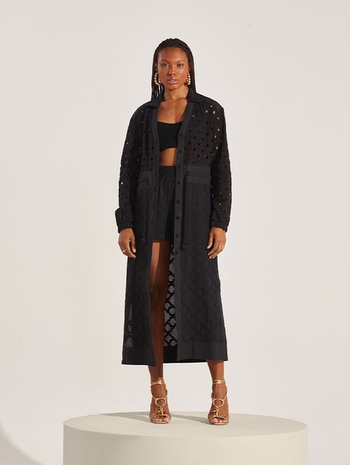 Chemisier Algodão Bordado Summer - Preto