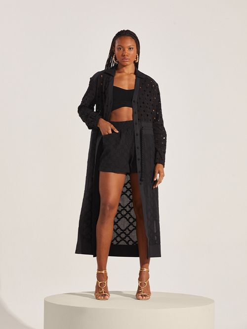 Chemisier Algodão Bordado Summer - Preto