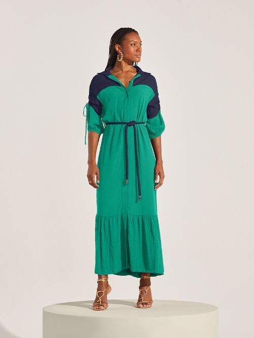 Chemisier Bicolor - Verde / Marinho