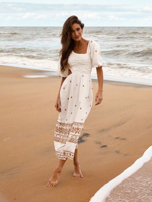 Vestido Mangas Voil Bordado