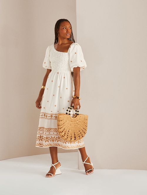 Vestido Mangas Voil Bordado