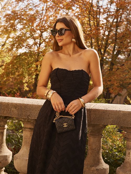 Vestido Drapeado Geometric - Preto