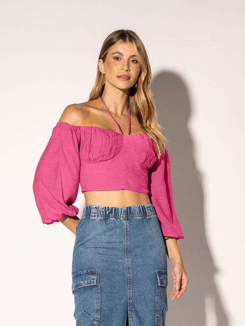 Cropped Ombro A Ombro - Rosa
