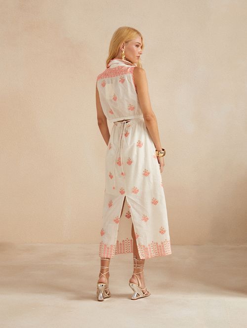 Chemisier Cotton Bordado Deluxe - Coral