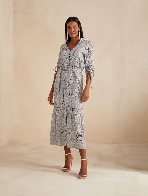 Chemisier Gray Stripe Luxo