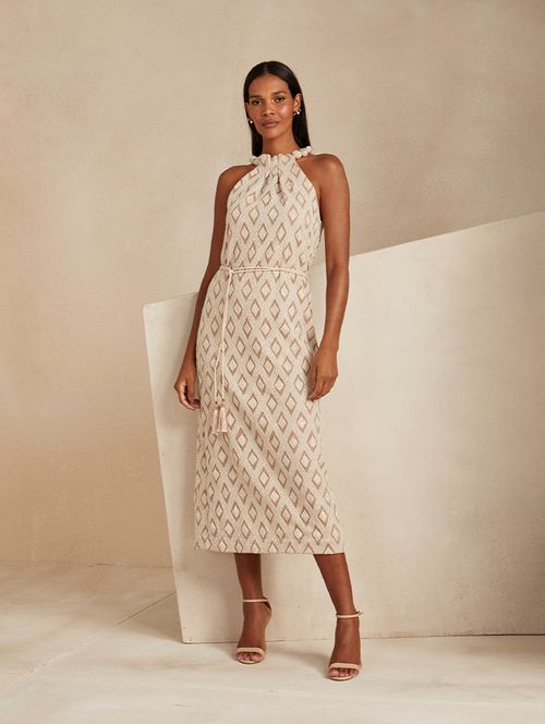 Vestido Bordado Deluxe - Natural