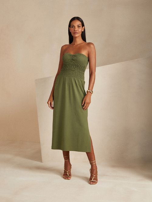Vestido Detalhes Lastex Lux - Verde Militar