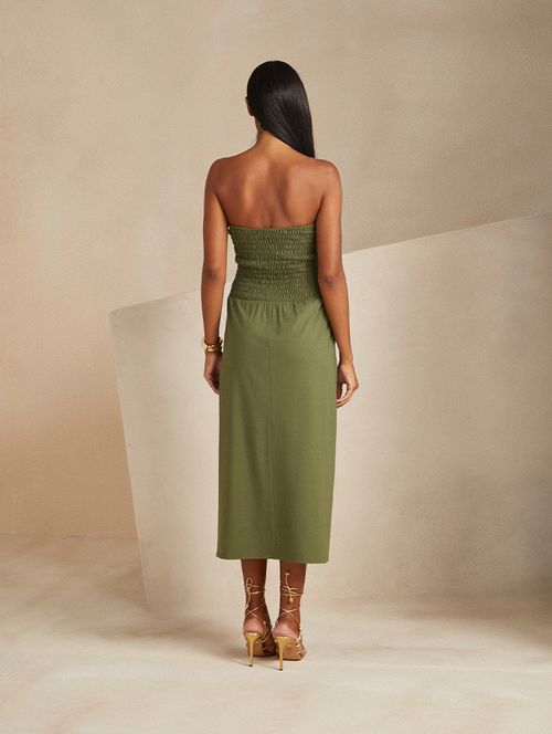 Vestido Detalhes Lastex Lux - Verde Militar