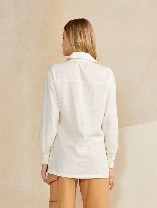Camisa Linho Bolsos - Off-White
