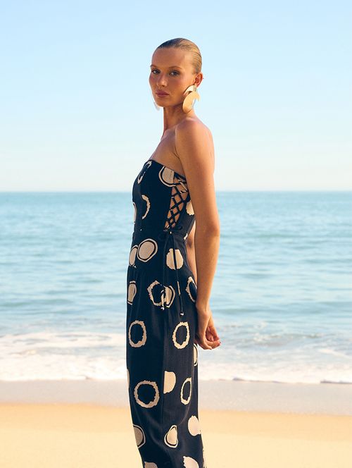 Vestido Print Max Poa - Preto