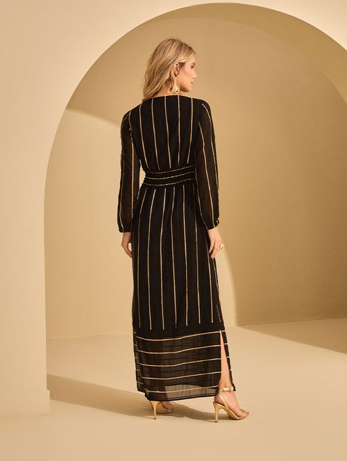 Vestido Bordado Gold com Manga