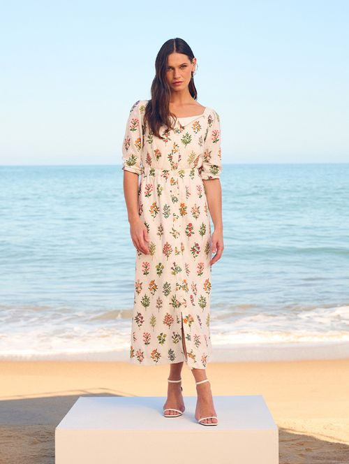 Chemisier Bordado Garden - Off-White