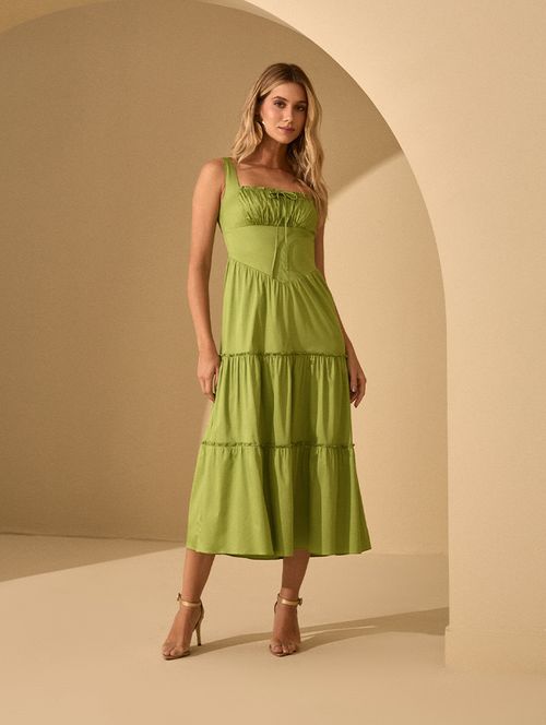 Vestido Algodão Color - Verde