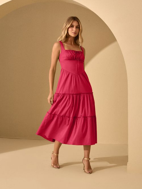 Vestido Algodão Color - Fúcsia