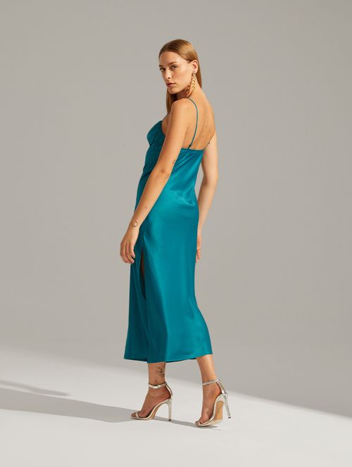 Slip Dress Busto Franzido - Mediterrâneo