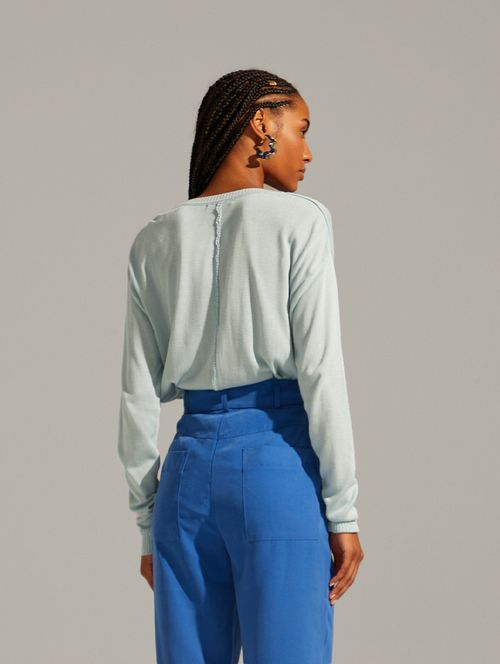 Blusa Tricot Basic - Azul