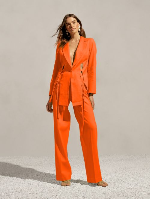 Blazer Linho Recortes - Laranja