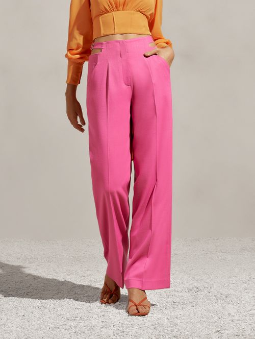 Calça New Alfaiataria Fivelas - Pink