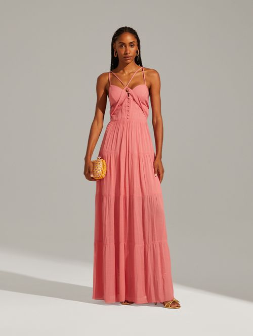 Vestido Longo Camadas - Rosa