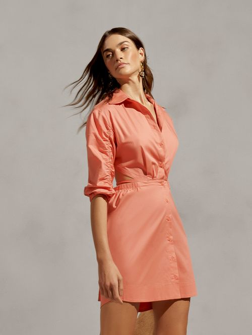 Vestido Tricoline Amarração - Laranja