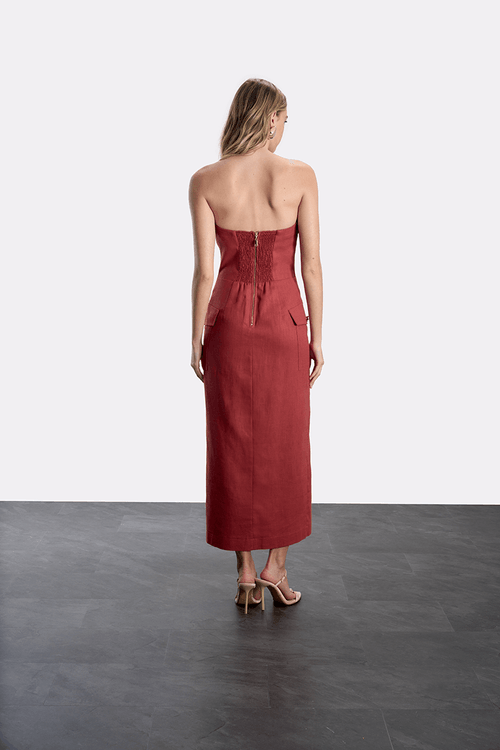 Vestido Alfaiataria Bolsos - Bordo