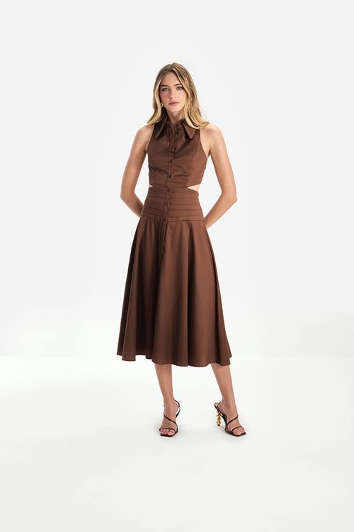 Vestido Satin - Marrom