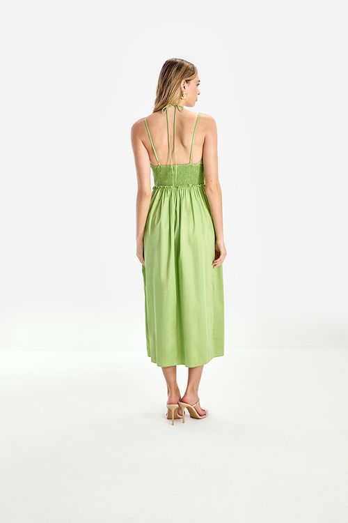 Vestido Satin Alças Passantes - Maça Verde
