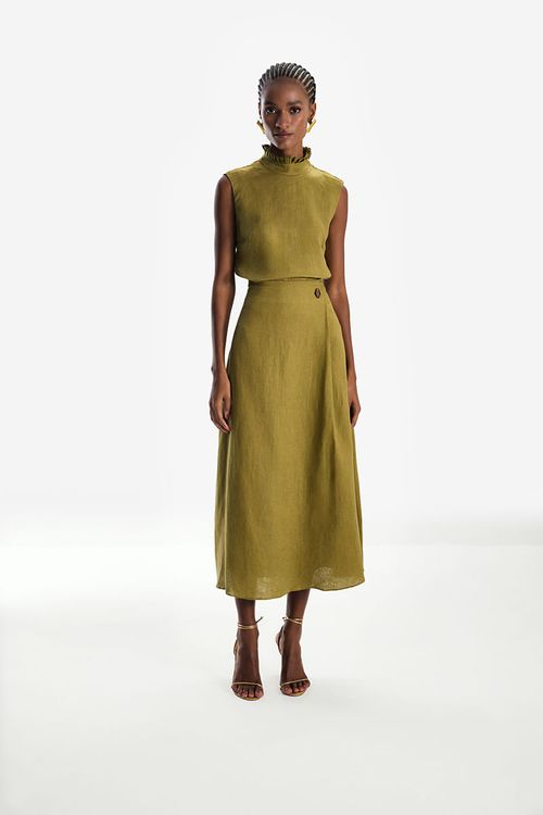 Conjunto 100% Linen - Verde Militar