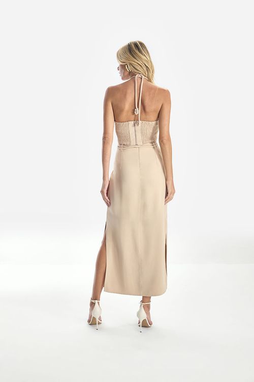 Conjunto Perfeito Top e Saia - Amendoa