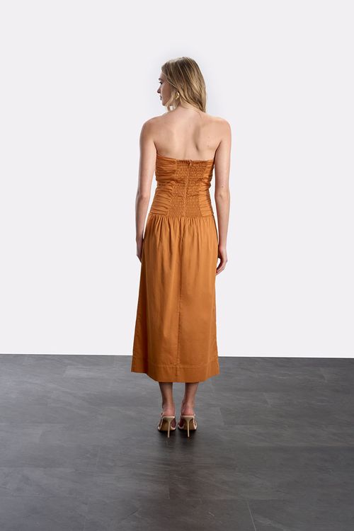 Vestido Atemporal Fenda - Ocre