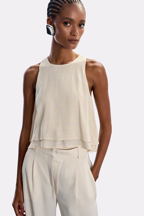 Blusa Double Basic - Natural