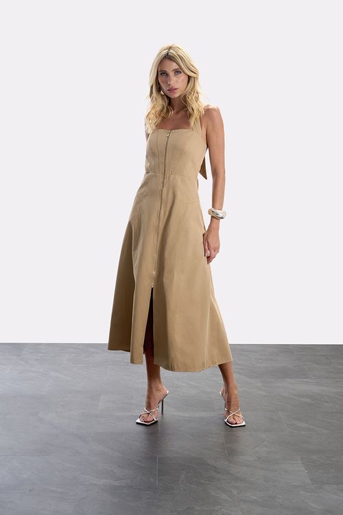Vestido Cotton Ziper - Deserto
