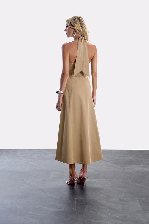 Vestido Cotton Ziper - Deserto