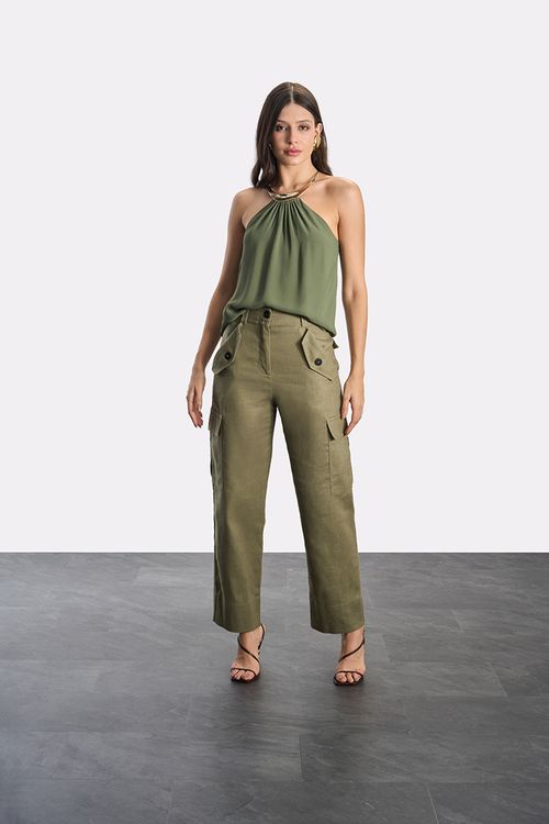 Blusa Decote Metallic - Verde Palmeira