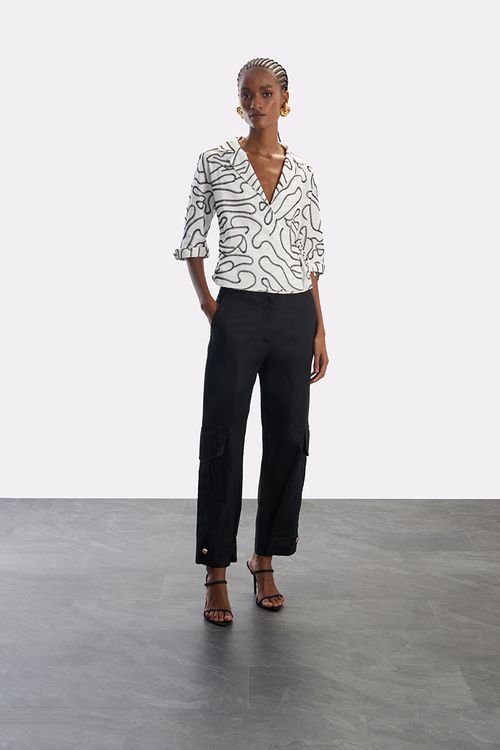 Calça Alfaiataria Cargo - Preto