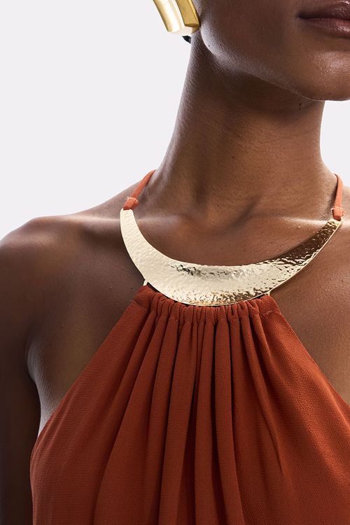 Blusa Decote Metallic - Cerâmica
