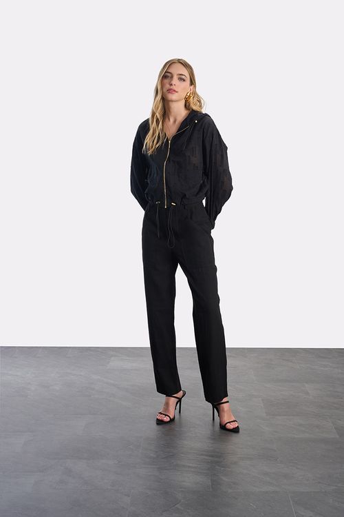 Jaqueta Voil Geometrico - Preto