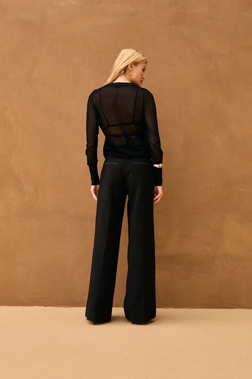 Blusa Tricot Tela - Preto