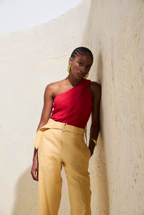 Blusa Textura Ombro Só - Vermelho