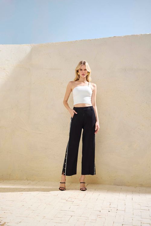 Top Alça Couro - Off White