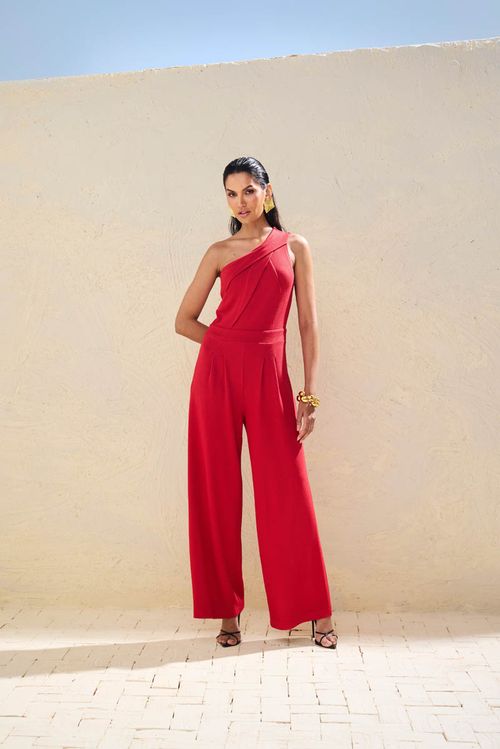 Macacão Ombro Só - Vermelho