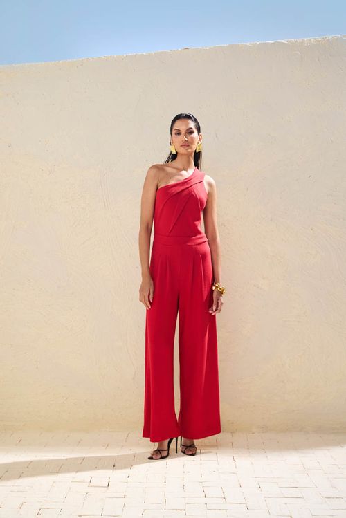 Macacão Ombro Só - Vermelho