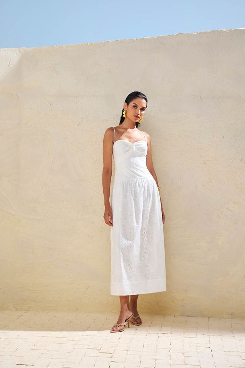 Vestido Algodão  Bordado - Única