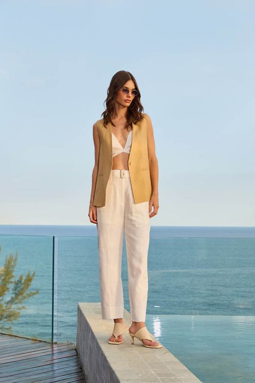 Colete Linho 100% - Caqui