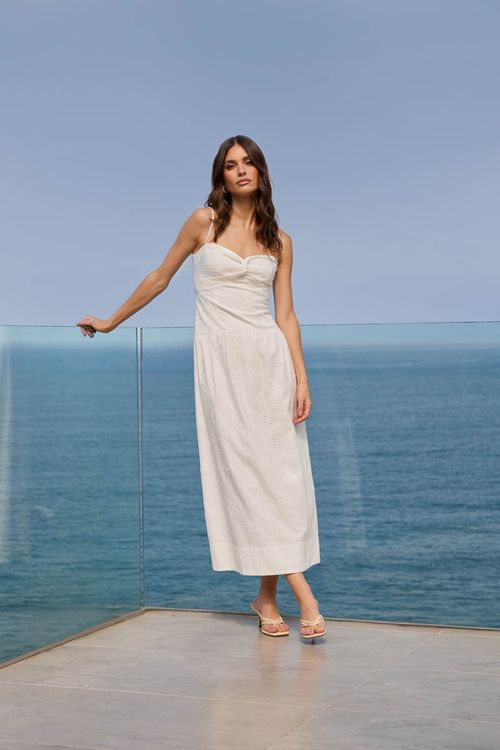 Vestido Algodão  Bordado - Única