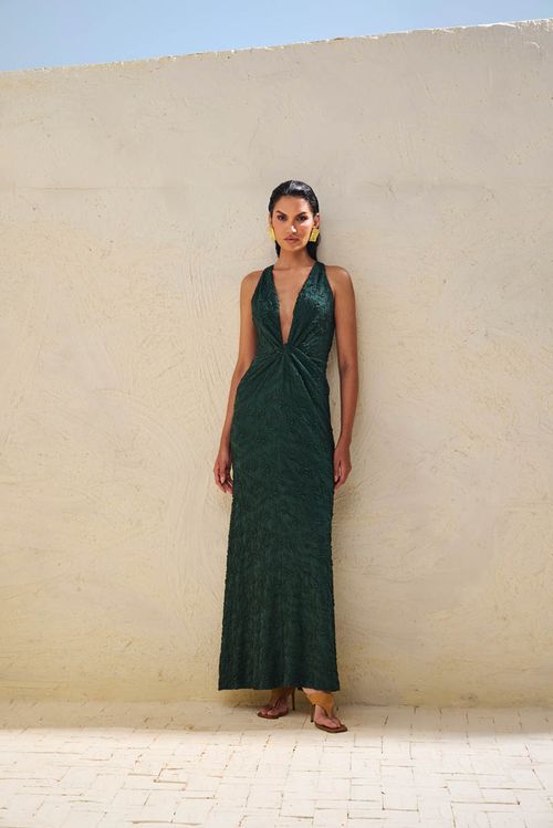 Vestido Longo Textura - Verde